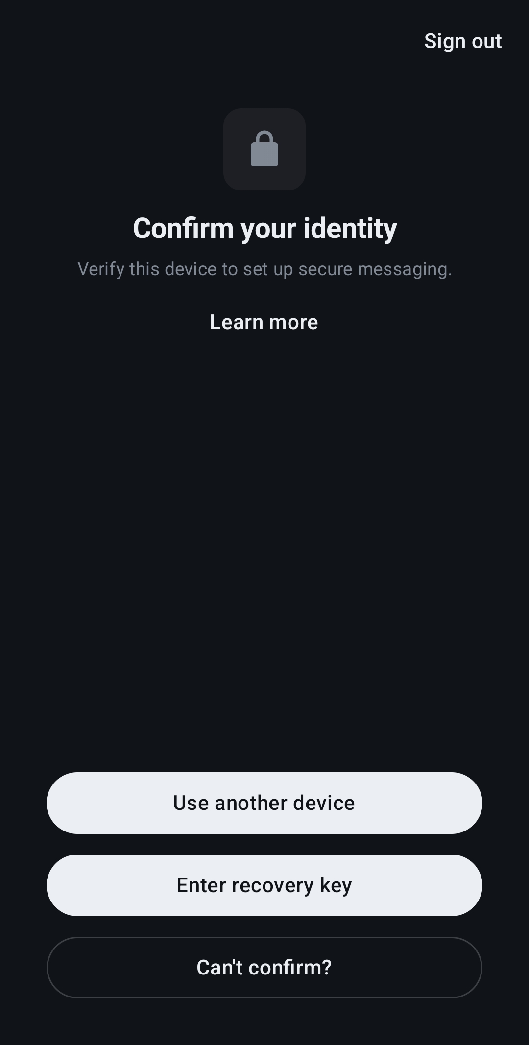 تصویر ورود با Recovery key